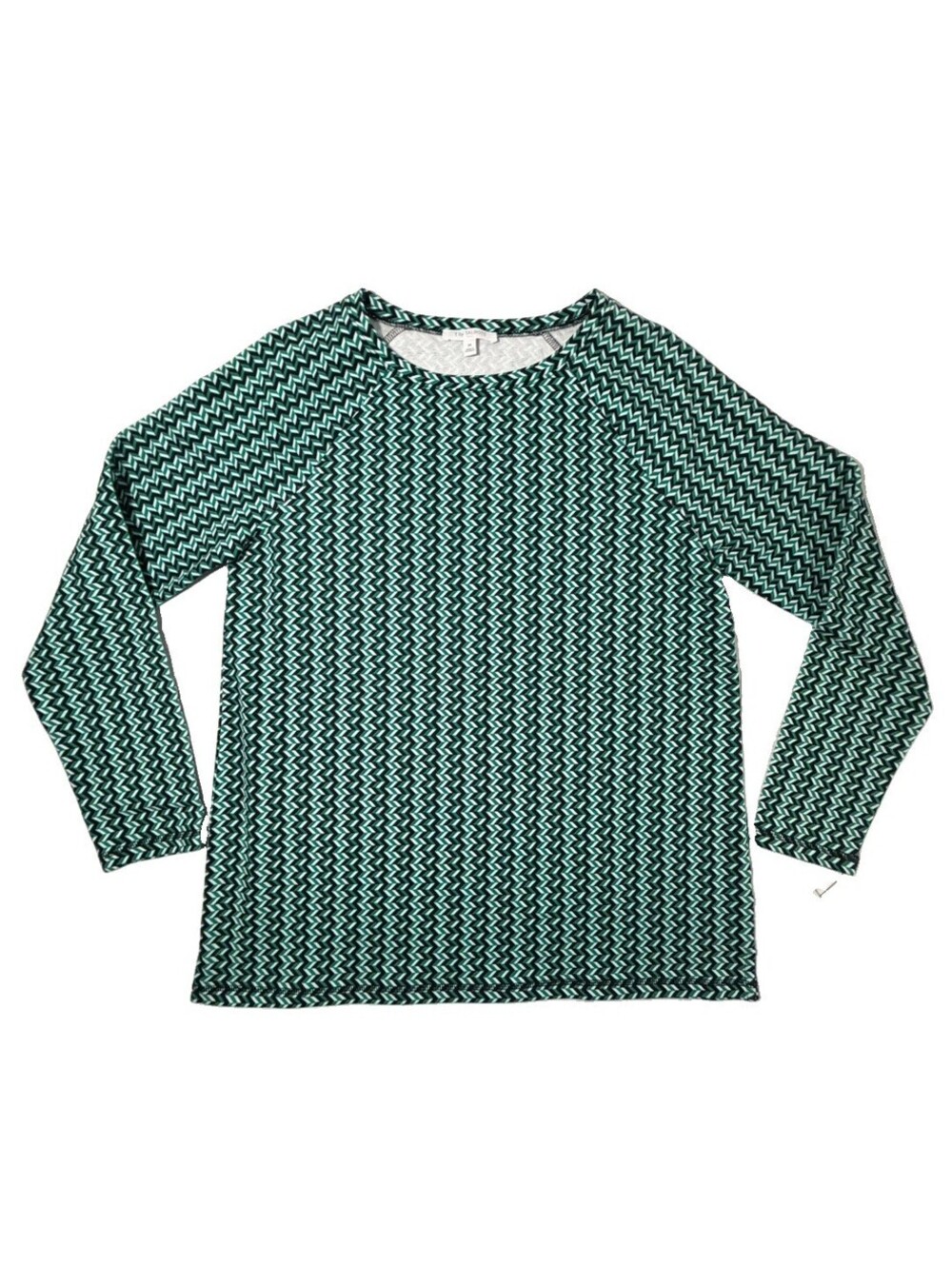 Talbots Long Sleeve Scoop Neck geometric pattern - Blue/Green Size Medium
